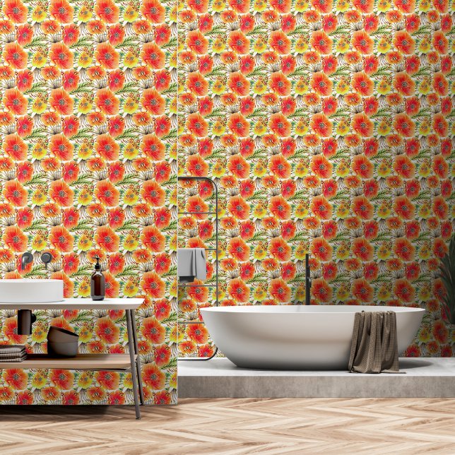 Papier Peint Pépites Orange Jaune Vert (Salle de bain)