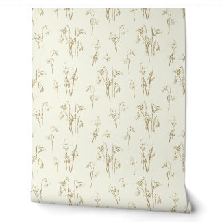 Papier Peint Perce-Neige Fines Et Dorées Fleurs Sauvages