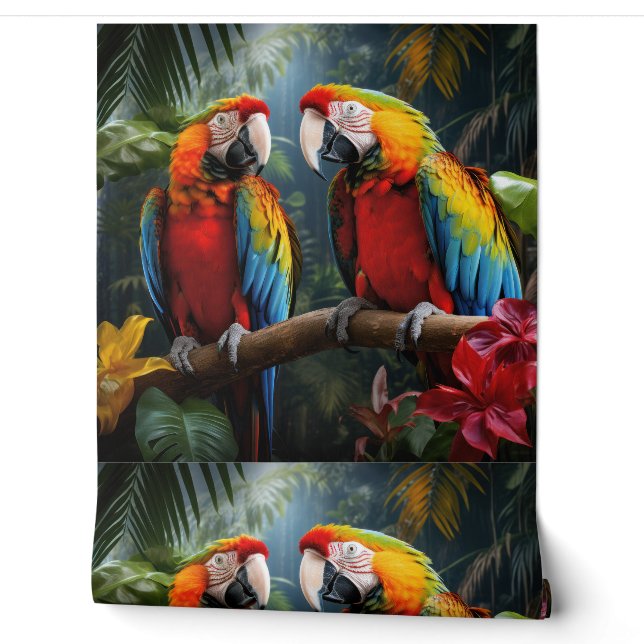 Papier Peint Perroquets colorés (Déroulement)