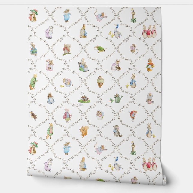Papier Peint Peter the Rabbit Beatrix Trellis Floral Kids BIG (Déroulement)