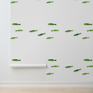 Papier Peint Petit Poisson Vert Nautique