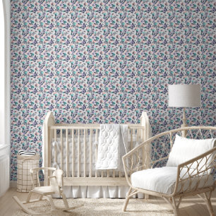 Papier Peint Petite fille carrelée papillon motif pépinière
