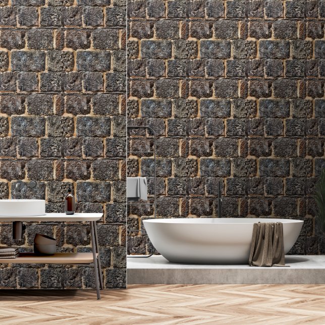 PAPIER PEINT PIERRE BLOQUE MASONRY (Salle de bain)