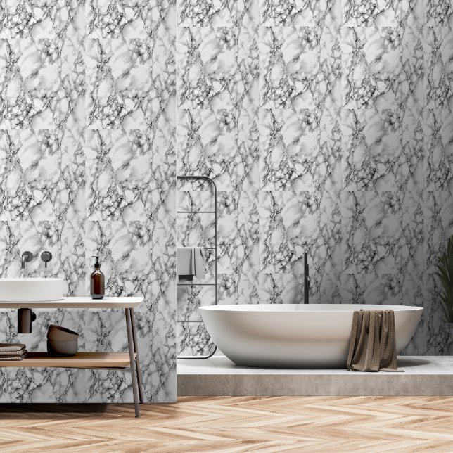 Papier Peint Pierre de Marbre blanc Faux (Salle de bain)