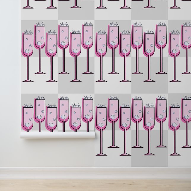 Papier Peint Pink Champagne Checkerboard (Application)