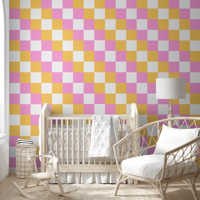 Papier Peint Pink et Gold 4 en damier (Enfants)