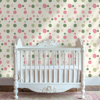 Papier Peint Pink & Green Pastel Polka Dot Peel and Stick