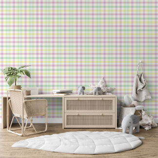 Papier Peint Pink Mint Green Jaune Blanc Plaid Motif