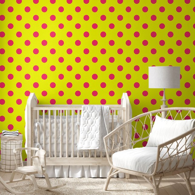 Papier Peint Pink On Yellow Polka Dots Pattern Design  (Créateur téléchargé)