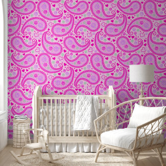Papier Peint Pink Paisley Love Baby Girl Nursery