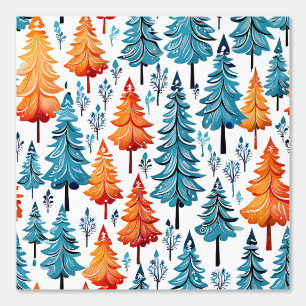 Papier Peint Pins oranges et bleus