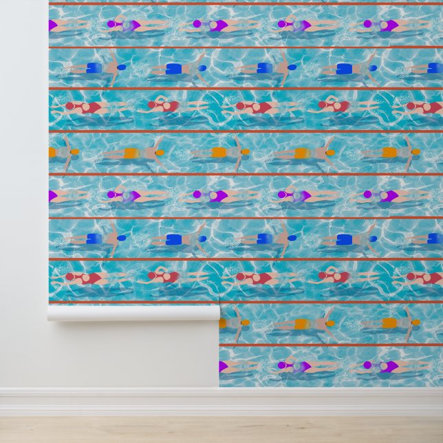 Papier Peint Piscine Piscine Motif d'équipe (Application)