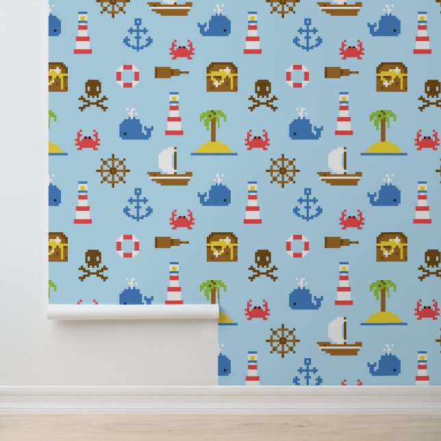 Papier Peint Pixel Sea Art Motif (Application)