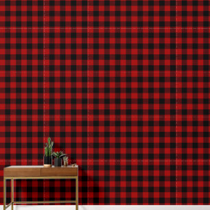 Papier Peint Plaid de buffle rouge et noir