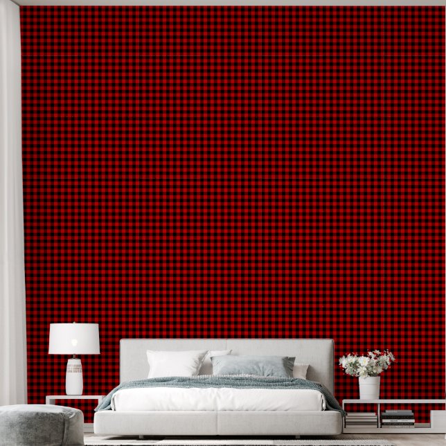 Papier Peint Plaid En vichy Vérifier Carré Chambre rouge (Chambre à coucher)