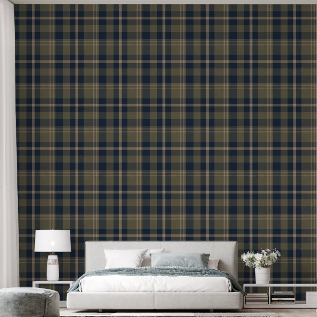 Papier Peint Plaid sur les terres de la marine et de l'olive (Chambre à coucher)