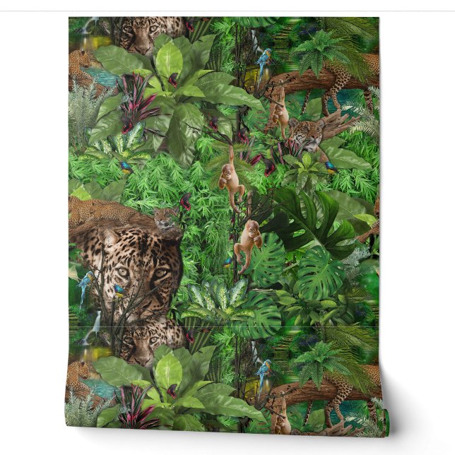 Papier Peint Plantes et animaux de la jungle sauvage (Déroulement)
