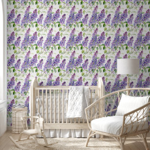Papier Peint Plutôt Violet Lavande Aquarelle Style AI Floral