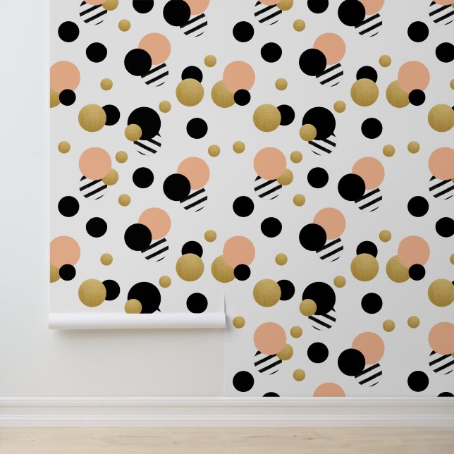 Papier Peint Pocher le point Polka Or (Application)