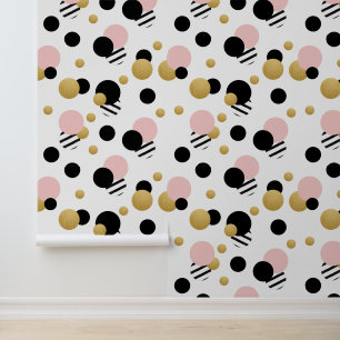 Papier Peint Point Polka Or Rose