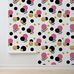 Papier Peint Point Polka Or Rose