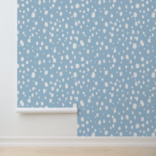 Papier Peint Points Abstraits Bleu Ciel et Blanc