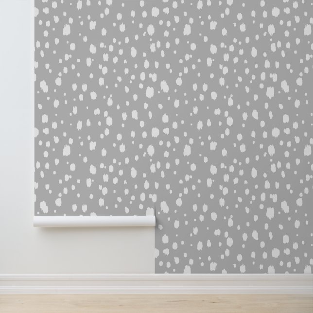 Papier Peint Points abstraits gris clair et blanc (Application)