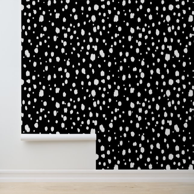 Papier Peint Points Abstraits noirs et blancs (Application)