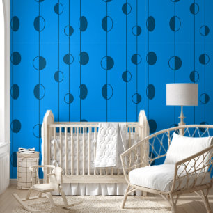 Papier Peint Points bleu foncé et lignes verticales sur bleu cl