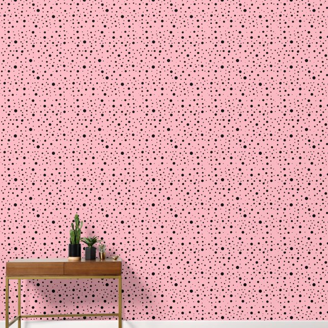 Papier Peint Points noirs modernes - Rose clair tendance (Couloir)