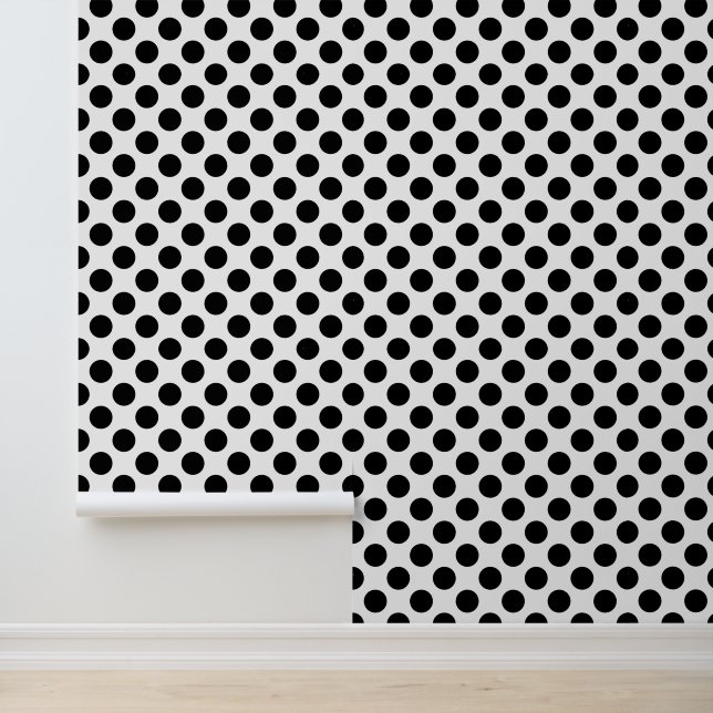 Papier Peint Pois, Motif Polka Dot, noir et blanc (Application)