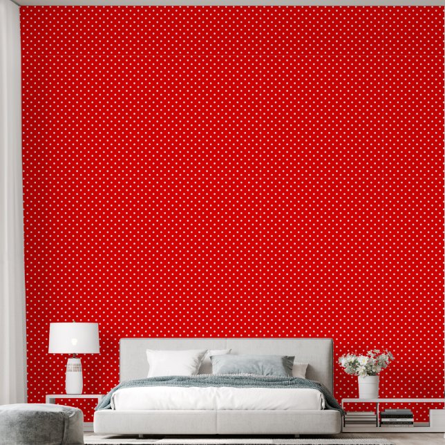 Papier Peint Pois rouges et blancs (Chambre à coucher)