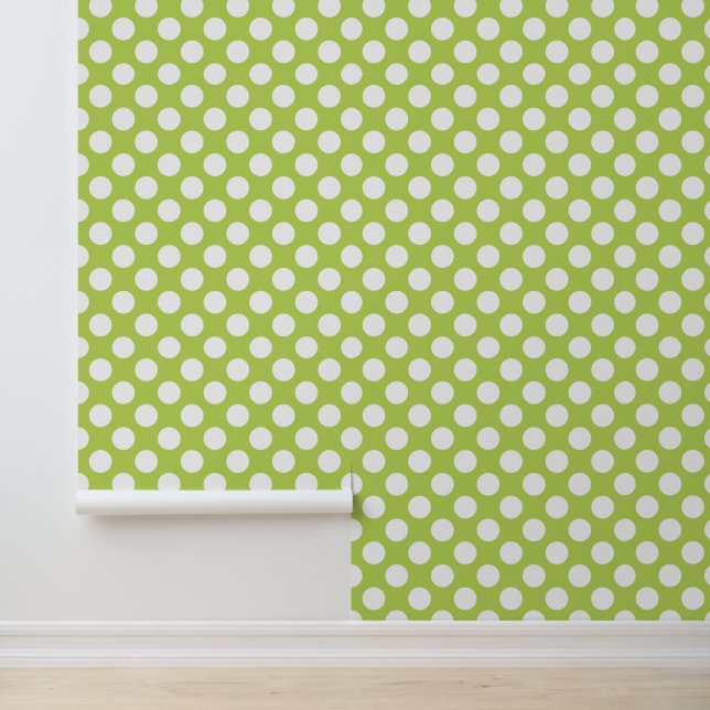 Papier Peint Pois verts, Motif à points Polka, points, pointill (Application)