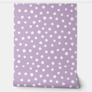 Papier Peint Pois violets et blancs