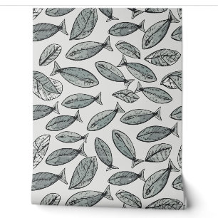 Papier Peint Poissons et Feuilles