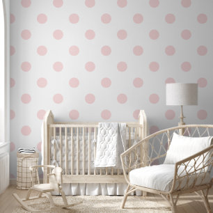 Papier Peint Polka géante Motif couleur rose pastel