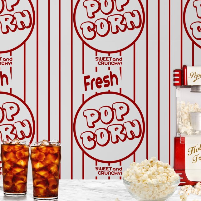 Papier Peint Popcorn frais (The perfect wallpaper for home theater or TV room snack bars!)