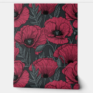 Papier Peint Poppies à Viva Magenta