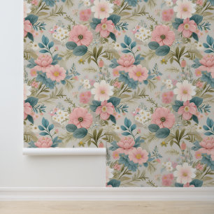 Papier Peint Poppies blanches chic et roses