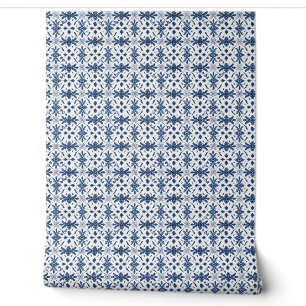 Papier Peint Portugais Azulejo Essence Mini - Bleu et Blanc