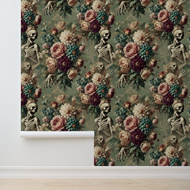 Papier Peint Posthumous Heartache - Gothique Floral Design (Application)