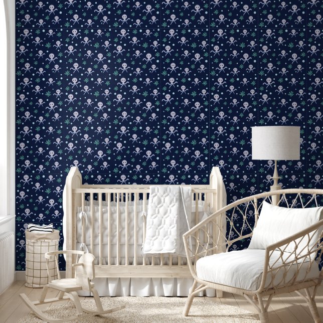 Papier Peint Poulpe sous la mer motif pour enfants (Enfants)