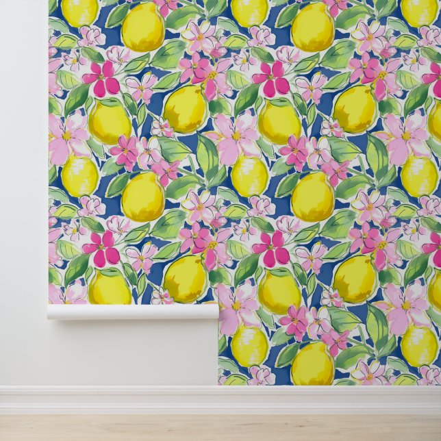 Papier Peint Preppy Palm Beach Lemons (Application)