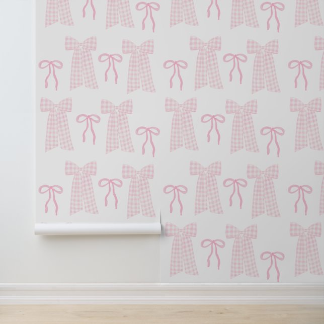 Papier Peint Preppy Pink Bows Coquette Pink Nursery (Application)