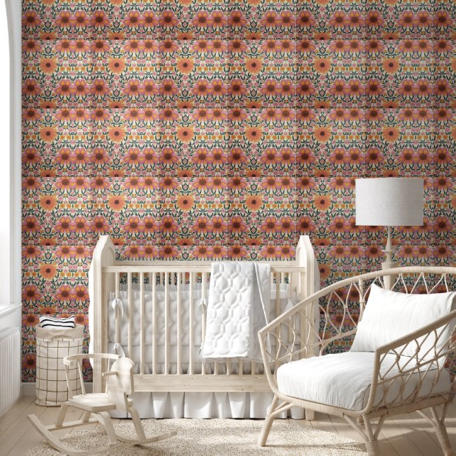Papier Peint Printemps fleuris motif floral rideau et papier pe (Enfants)