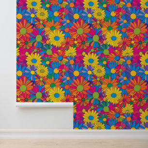 Papier Peint Puissance de la fleur psychédélique rétro