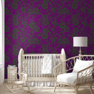 Papier Peint Purple et Sage Vert fleur fleurie écorce et bâton