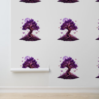 Papier Peint Purple Moon Tree Fantasy Wallpaper