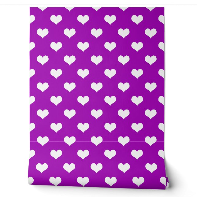 Papier Peint Purple White Love Heart Motif Design Fond d'écran (Déroulement)