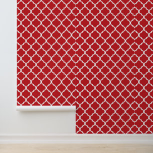 Papier Peint Quatrefoil blanc rouge